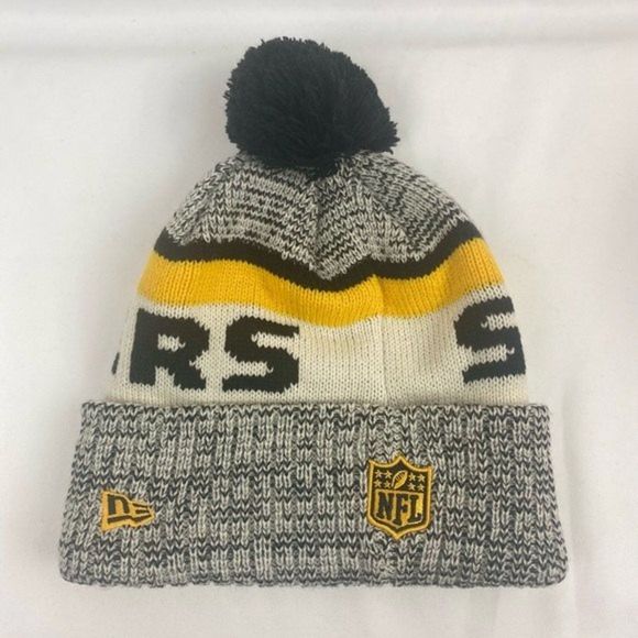 Pittsburgh Steelers New Era NFL Sideline Sport Pom Cuffed Knit Hat // NEW - Picture 2 of 6